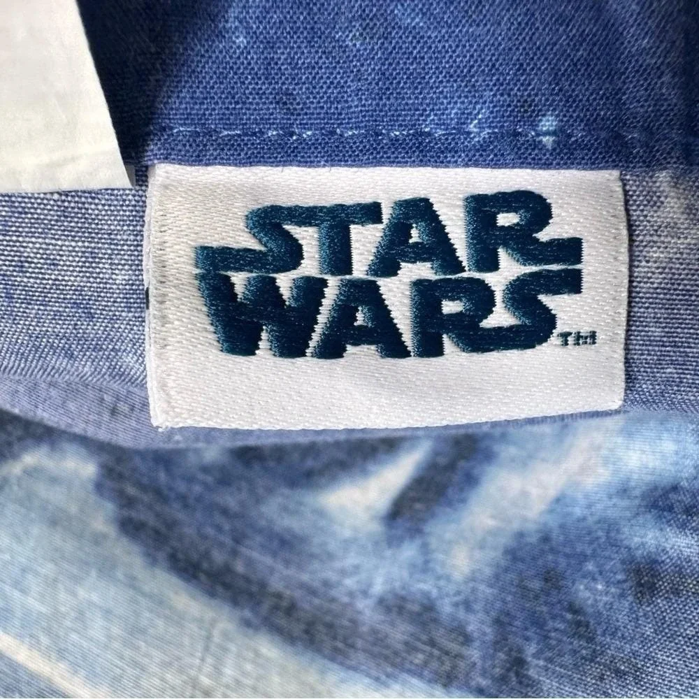 VTG Star Wars Sheet Flat Twin Blue White Yoda Leia Luke Darth Vader Chewie
